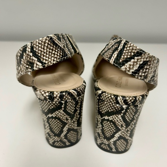Cole Haan Python Snake Print Vania d'Orsay Pumps Leather Slingback Block Heels 8 - Picture 2 of 5